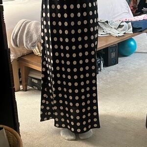 a new day Black Maxi Skirt with White Polka Dots